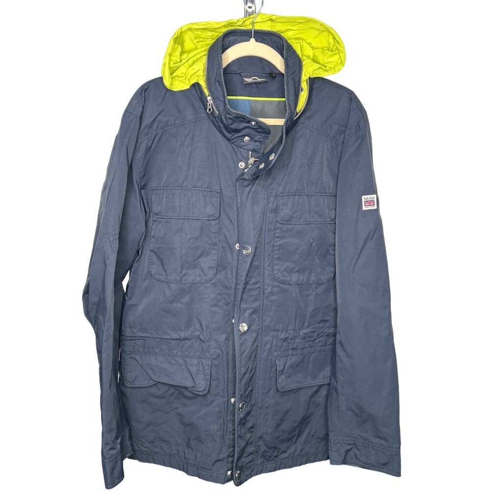 Mini Womens XL Navy Jacket With Neon Hood & Union Jack Lining